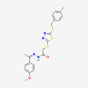 N'-[(1Z)-1-(4-methoxyphenyl)ethylidene]-2-({5-[(4-methylbenzyl)sulfanyl]-1,3,4-thiadiazol-2-yl}sulfanyl)acetohydrazide