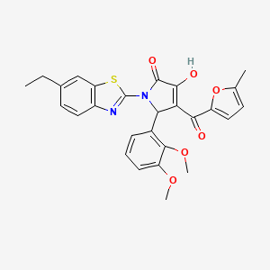 (4E)-5-(2,3-dimethoxyphenyl)-1-(6-ethyl-1,3-benzothiazol-2-yl)-4-[hydroxy(5-methylfuran-2-yl)methylidene]pyrrolidine-2,3-dione