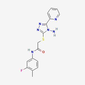 molecular formula C16H15FN6OS B12156658 2-(4-Amino-5-pyridin-2-yl-4H-[1,2,4]triazol-3-ylsulfanyl)-N-(3-fluoro-4-methyl-phenyl)-acetamide CAS No. 586993-26-2