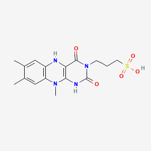 molecular formula C16H20N4O5S B1215670 1,5-Dihydro-3-(3-sulfopropyl)lumiflavin CAS No. 91385-12-5