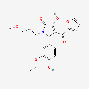 molecular formula C21H23NO7 B12156741 (4E)-5-(3-ethoxy-4-hydroxyphenyl)-4-[furan-2-yl(hydroxy)methylidene]-1-(3-methoxypropyl)pyrrolidine-2,3-dione 