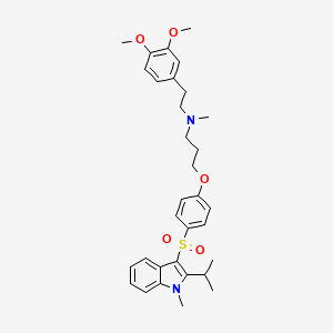 molecular formula C32H40N2O5S B1215682 N-[2-(3,4-dimethoxyphenyl)ethyl]-N-methyl-3-[4-(1-methyl-2-propan-2-ylindol-3-yl)sulfonylphenoxy]propan-1-amine CAS No. 121345-64-0