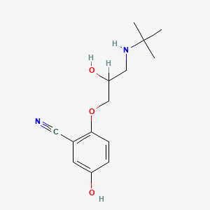 molecular formula C14H20N2O3 B1215683 Benzonitrile, 2-(3-((1,1-dimethylethyl)amino)-2-hydroxypropoxy)-5-hydroxy- CAS No. 68808-74-2