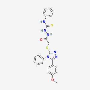 molecular formula C24H22N6O2S2 B12156879 2-({[5-(4-methoxyphenyl)-4-phenyl-4H-1,2,4-triazol-3-yl]sulfanyl}acetyl)-N-phenylhydrazinecarbothioamide 