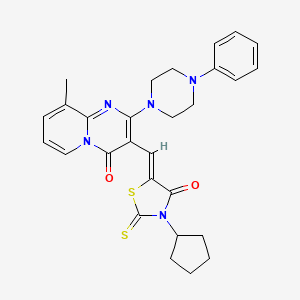 3-[(Z)-(3-cyclopentyl-4-oxo-2-thioxo-1,3-thiazolidin-5-ylidene)methyl]-9-methyl-2-(4-phenylpiperazin-1-yl)-4H-pyrido[1,2-a]pyrimidin-4-one