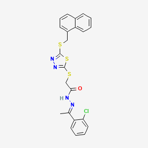 molecular formula C23H19ClN4OS3 B12157010 N'-[(1E)-1-(2-chlorophenyl)ethylidene]-2-({5-[(naphthalen-1-ylmethyl)sulfanyl]-1,3,4-thiadiazol-2-yl}sulfanyl)acetohydrazide 