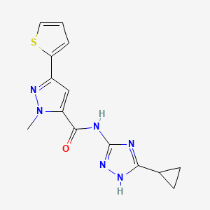 molecular formula C14H14N6OS B12157035 N-(3-cyclopropyl-1H-1,2,4-triazol-5-yl)-1-methyl-3-(thiophen-2-yl)-1H-pyrazole-5-carboxamide 