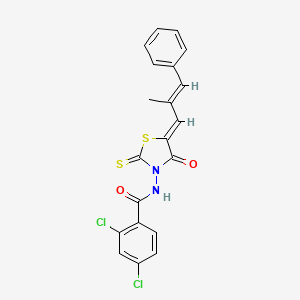 2,4-dichloro-N-{(5Z)-5-[(2E)-2-methyl-3-phenylprop-2-en-1-ylidene]-4-oxo-2-thioxo-1,3-thiazolidin-3-yl}benzamide