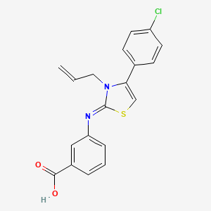 molecular formula C19H15ClN2O2S B12157105 3-{[4-(4-Chlorophenyl)-3-(prop-2-en-1-yl)-2,3-dihydro-1,3-thiazol-2-ylidene]amino}benzoic acid 