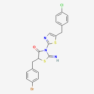 molecular formula C20H15BrClN3OS2 B12157125 5-(4-Bromobenzyl)-3-[5-(4-chlorobenzyl)-1,3-thiazol-2-yl]-2-imino-1,3-thiazolidin-4-one 