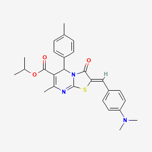 molecular formula C27H29N3O3S B12157131 propan-2-yl (2Z)-2-[4-(dimethylamino)benzylidene]-7-methyl-5-(4-methylphenyl)-3-oxo-2,3-dihydro-5H-[1,3]thiazolo[3,2-a]pyrimidine-6-carboxylate 