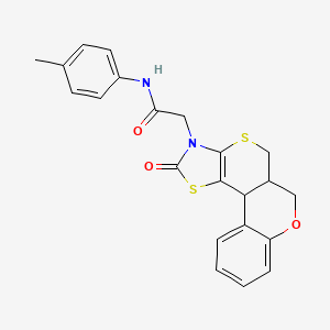 N-(4-methylphenyl)-2-(10-oxo(7H,11bH,6aH-1,3-thiazolino[5',4'-6,5]thiino[3,4-c]chroman-9-yl))acetamide