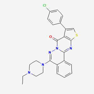 13-(4-Chlorophenyl)-8-(4-ethylpiperazin-1-yl)-15-thia-9,10,17-triazatetracyclo[8.7.0.0^{2,7}.0^{12,16}]heptadeca-1(17),2(7),3,5,8,12(16),13-heptaen-11-one