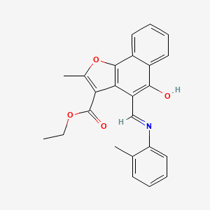 molecular formula C24H21NO4 B12157234 ethyl 2-methyl-4-{[(2-methylphenyl)amino]methylidene}-5-oxo-4H,5H-naphtho[1,2-b]furan-3-carboxylate 