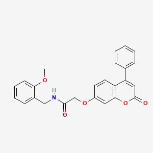 molecular formula C25H21NO5 B12157271 N-(2-methoxybenzyl)-2-((2-oxo-4-phenyl-2H-chromen-7-yl)oxy)acetamide 