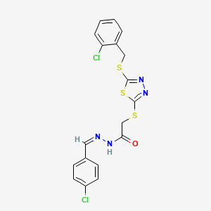 N-[(E)-(4-chlorophenyl)methylideneamino]-2-[[5-[(2-chlorophenyl)methylsulfanyl]-1,3,4-thiadiazol-2-yl]sulfanyl]acetamide