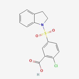 molecular formula C15H12ClNO4S B12157322 2-chloro-5-(2,3-dihydro-1H-indole-1-sulfonyl)benzoic acid 