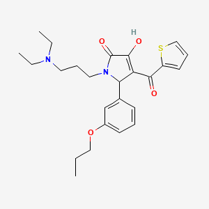 molecular formula C25H32N2O4S B12157344 1-[3-(Diethylamino)propyl]-3-hydroxy-5-(3-propoxyphenyl)-4-(2-thienylcarbonyl)-3-pyrrolin-2-one 