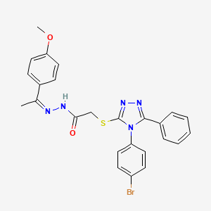 2-{[4-(4-bromophenyl)-5-phenyl-4H-1,2,4-triazol-3-yl]sulfanyl}-N'-[(1Z)-1-(4-methoxyphenyl)ethylidene]acetohydrazide