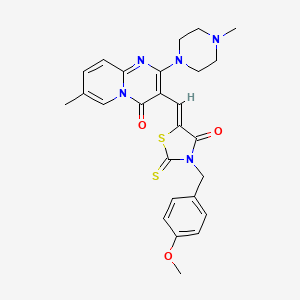 3-{(Z)-[3-(4-methoxybenzyl)-4-oxo-2-thioxo-1,3-thiazolidin-5-ylidene]methyl}-7-methyl-2-(4-methylpiperazin-1-yl)-4H-pyrido[1,2-a]pyrimidin-4-one