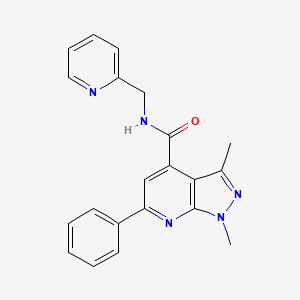 molecular formula C21H19N5O B12157557 1,3-dimethyl-6-phenyl-N-(pyridin-2-ylmethyl)-1H-pyrazolo[3,4-b]pyridine-4-carboxamide 