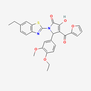 molecular formula C27H24N2O6S B12157576 5-(4-Ethoxy-3-methoxyphenyl)-1-(6-ethylbenzothiazol-2-yl)-4-(2-furylcarbonyl)-3-hydroxy-3-pyrrolin-2-one 