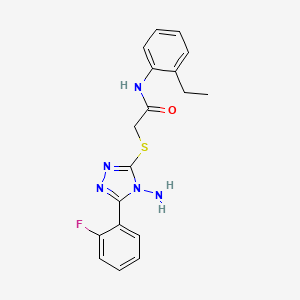 molecular formula C18H18FN5OS B12157621 2-[[4-amino-5-(2-fluorophenyl)-1,2,4-triazol-3-yl]sulfanyl]-N-(2-ethylphenyl)acetamide 