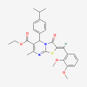 ethyl (2Z)-2-(2,3-dimethoxybenzylidene)-7-methyl-3-oxo-5-[4-(propan-2-yl)phenyl]-2,3-dihydro-5H-[1,3]thiazolo[3,2-a]pyrimidine-6-carboxylate