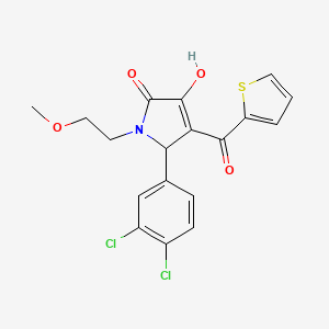 molecular formula C18H15Cl2NO4S B12157796 (4E)-5-(3,4-dichlorophenyl)-4-[hydroxy(thiophen-2-yl)methylidene]-1-(2-methoxyethyl)pyrrolidine-2,3-dione 