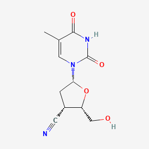 B1215782 2,4(1H,3H)-Pyrimidinedione, 1-(3-cyano-2,3-dideoxy-beta-D-threo-pentofuranosyl)-5-methyl- CAS No. 117174-38-6