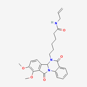 molecular formula C26H29N3O5 B12157848 6-(9,10-dimethoxy-5,11-dioxo-6a,11-dihydroisoindolo[2,1-a]quinazolin-6(5H)-yl)-N-(prop-2-en-1-yl)hexanamide 