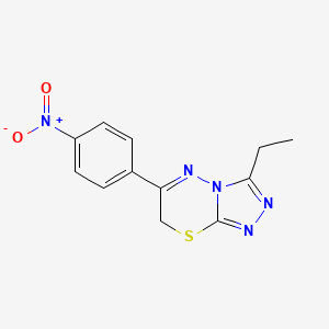 molecular formula C12H11N5O2S B1215793 3-ethyl-6-(4-nitrophenyl)-7H-[1,2,4]triazolo[3,4-b][1,3,4]thiadiazine 