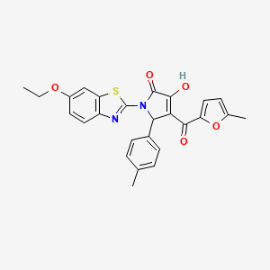 molecular formula C26H22N2O5S B12157963 (4E)-1-(6-ethoxy-1,3-benzothiazol-2-yl)-4-[hydroxy(5-methylfuran-2-yl)methylidene]-5-(4-methylphenyl)pyrrolidine-2,3-dione 