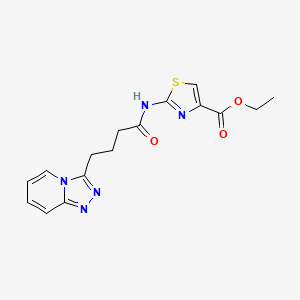 molecular formula C16H17N5O3S B12157971 Ethyl 2-{[4-([1,2,4]triazolo[4,3-a]pyridin-3-yl)butanoyl]amino}-1,3-thiazole-4-carboxylate 