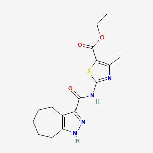 Ethyl 2-[(2,4,5,6,7,8-hexahydrocyclohepta[c]pyrazol-3-ylcarbonyl)amino]-4-methyl-1,3-thiazole-5-carboxylate