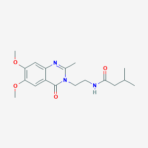 molecular formula C18H25N3O4 B12157994 N-[2-(6,7-dimethoxy-2-methyl-4-oxoquinazolin-3(4H)-yl)ethyl]-3-methylbutanamide 