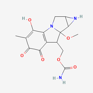 molecular formula C15H17N3O6 B1215800 (4-Hydroxy-8a-methoxy-5-methyl-6,7-dioxo-1,1a,2,6,7,8,8a,8b-octahydroazireno[2',3':3,4]pyrrolo[1,2-a]indol-8-yl)methyl carbamate CAS No. 7041-61-4