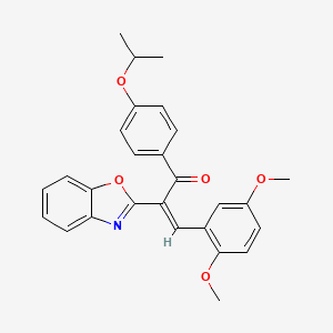 molecular formula C27H25NO5 B12158108 (2Z)-2-(1,3-benzoxazol-2-yl)-3-(2,5-dimethoxyphenyl)-1-[4-(propan-2-yloxy)phenyl]prop-2-en-1-one 