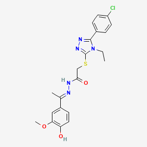 2-{[5-(4-chlorophenyl)-4-ethyl-4H-1,2,4-triazol-3-yl]sulfanyl}-N'-[(1E)-1-(4-hydroxy-3-methoxyphenyl)ethylidene]acetohydrazide