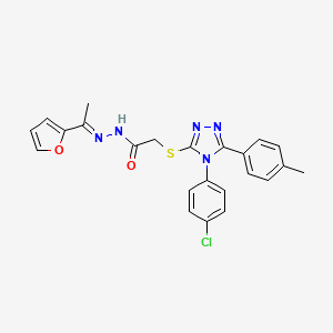 molecular formula C23H20ClN5O2S B12158210 2-{[4-(4-chlorophenyl)-5-(4-methylphenyl)-4H-1,2,4-triazol-3-yl]sulfanyl}-N'-[(1E)-1-(furan-2-yl)ethylidene]acetohydrazide 