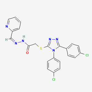 molecular formula C22H16Cl2N6OS B12158320 2-{[4,5-bis(4-chlorophenyl)-4H-1,2,4-triazol-3-yl]sulfanyl}-N'-[(Z)-pyridin-2-ylmethylidene]acetohydrazide 