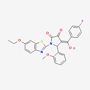 molecular formula C27H21FN2O5S B12158323 (4E)-1-(6-ethoxy-1,3-benzothiazol-2-yl)-4-[(4-fluorophenyl)(hydroxy)methylidene]-5-(2-methoxyphenyl)pyrrolidine-2,3-dione 