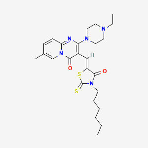 2-(4-ethylpiperazin-1-yl)-3-[(Z)-(3-hexyl-4-oxo-2-thioxo-1,3-thiazolidin-5-ylidene)methyl]-7-methyl-4H-pyrido[1,2-a]pyrimidin-4-one