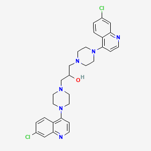 molecular formula C29H32Cl2N6O B1215841 1-Piperazineethanol, 4-(7-chloro-4-quinolinyl)-alpha-((4-(7-chloro-4-quinolinyl)-1-piperazinyl)methyl)- CAS No. 74351-59-0