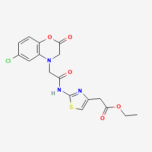 molecular formula C17H16ClN3O5S B12158429 ethyl (2-{[(6-chloro-2-oxo-2,3-dihydro-4H-1,4-benzoxazin-4-yl)acetyl]amino}-1,3-thiazol-4-yl)acetate 