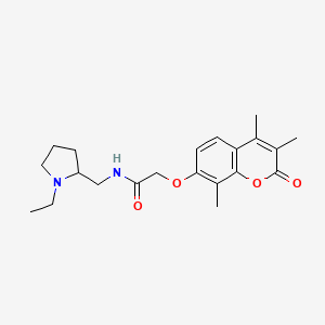 molecular formula C21H28N2O4 B12158433 N-[(1-ethylpyrrolidin-2-yl)methyl]-2-[(3,4,8-trimethyl-2-oxo-2H-chromen-7-yl)oxy]acetamide 