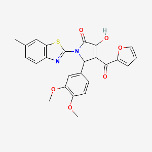 (4E)-5-(3,4-dimethoxyphenyl)-4-[furan-2-yl(hydroxy)methylidene]-1-(6-methyl-1,3-benzothiazol-2-yl)pyrrolidine-2,3-dione