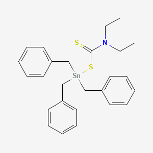 molecular formula C26H31NS2Sn B1215849 Stannane, (((diethylamino)thioxomethyl)thio)tris(phenylmethyl)- CAS No. 55349-54-7