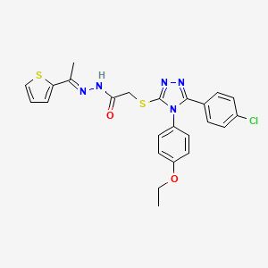 2-[[5-(4-chlorophenyl)-4-(4-ethoxyphenyl)-1,2,4-triazol-3-yl]sulfanyl]-N-[(Z)-1-thiophen-2-ylethylideneamino]acetamide