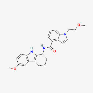 molecular formula C25H27N3O3 B12158637 1-(2-methoxyethyl)-N-(6-methoxy-2,3,4,9-tetrahydro-1H-carbazol-1-yl)-1H-indole-4-carboxamide 